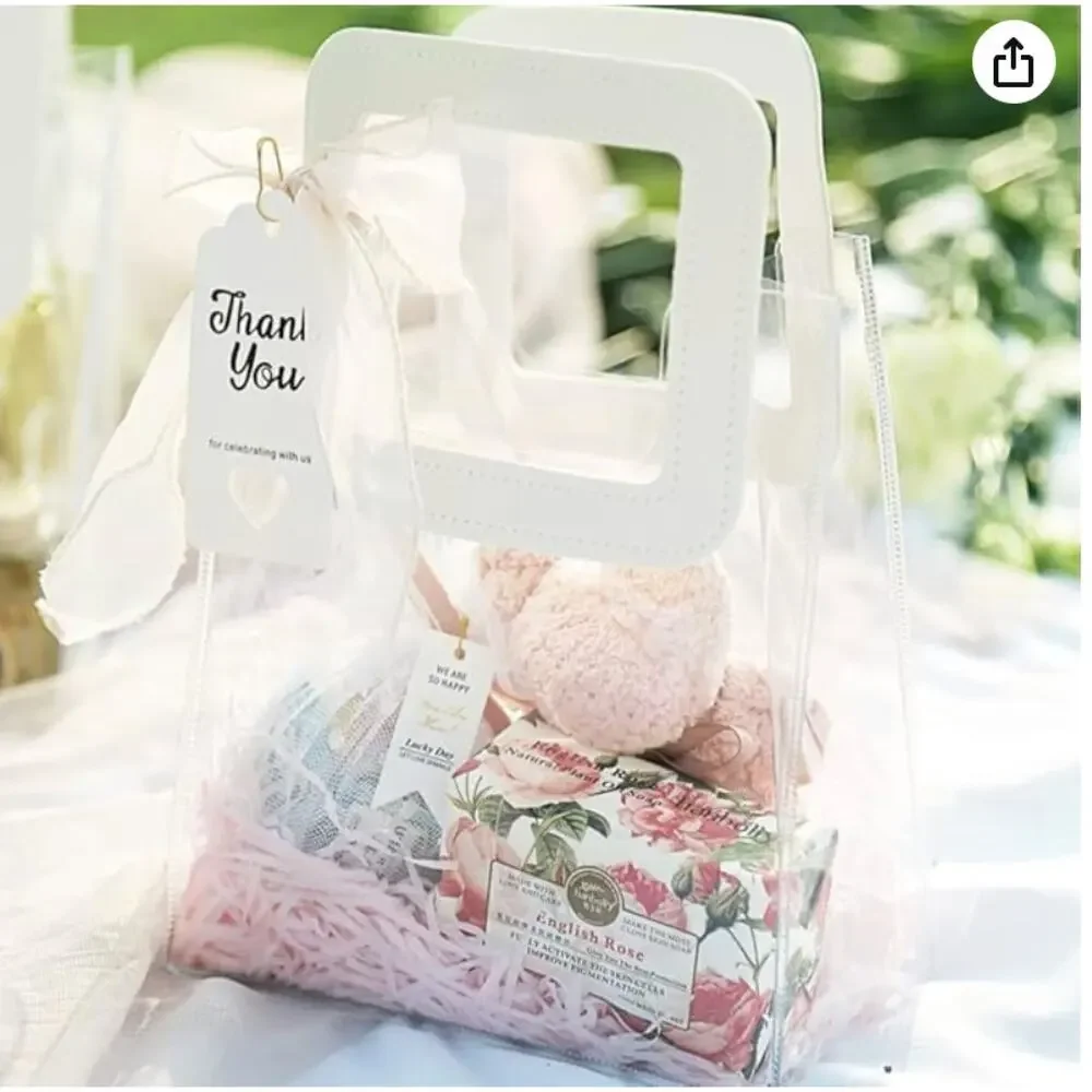 Ysglory 8 Pack Transparent PVC Gift Bags with Handle (7
